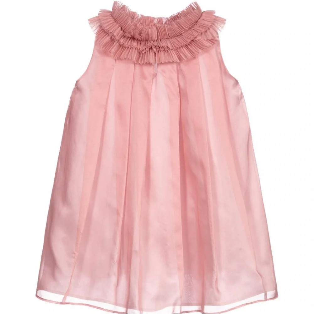 Il Gufo Clay Red Pink Sleeveless Ruffle Dress